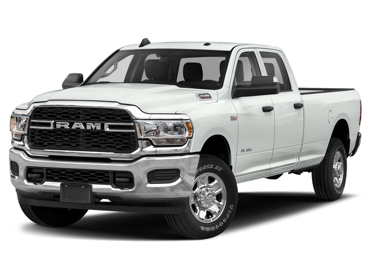 2020 RAM 3500 Laramie in Bright White Clearcoat — front three-quarter view