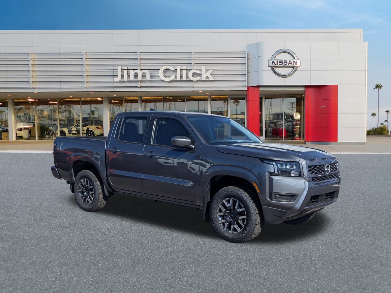2026 Nissan Frontier SV in Gun Metallic — front three-quarter view