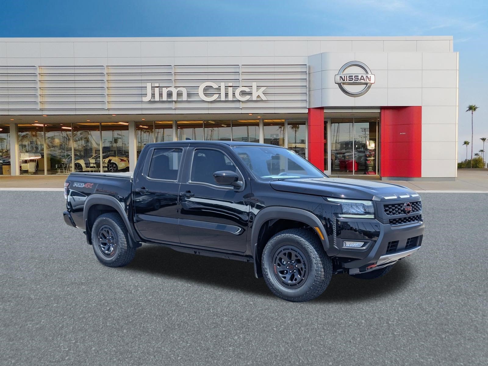 2026 Nissan Frontier PRO-4X in Super Black — front three-quarter view