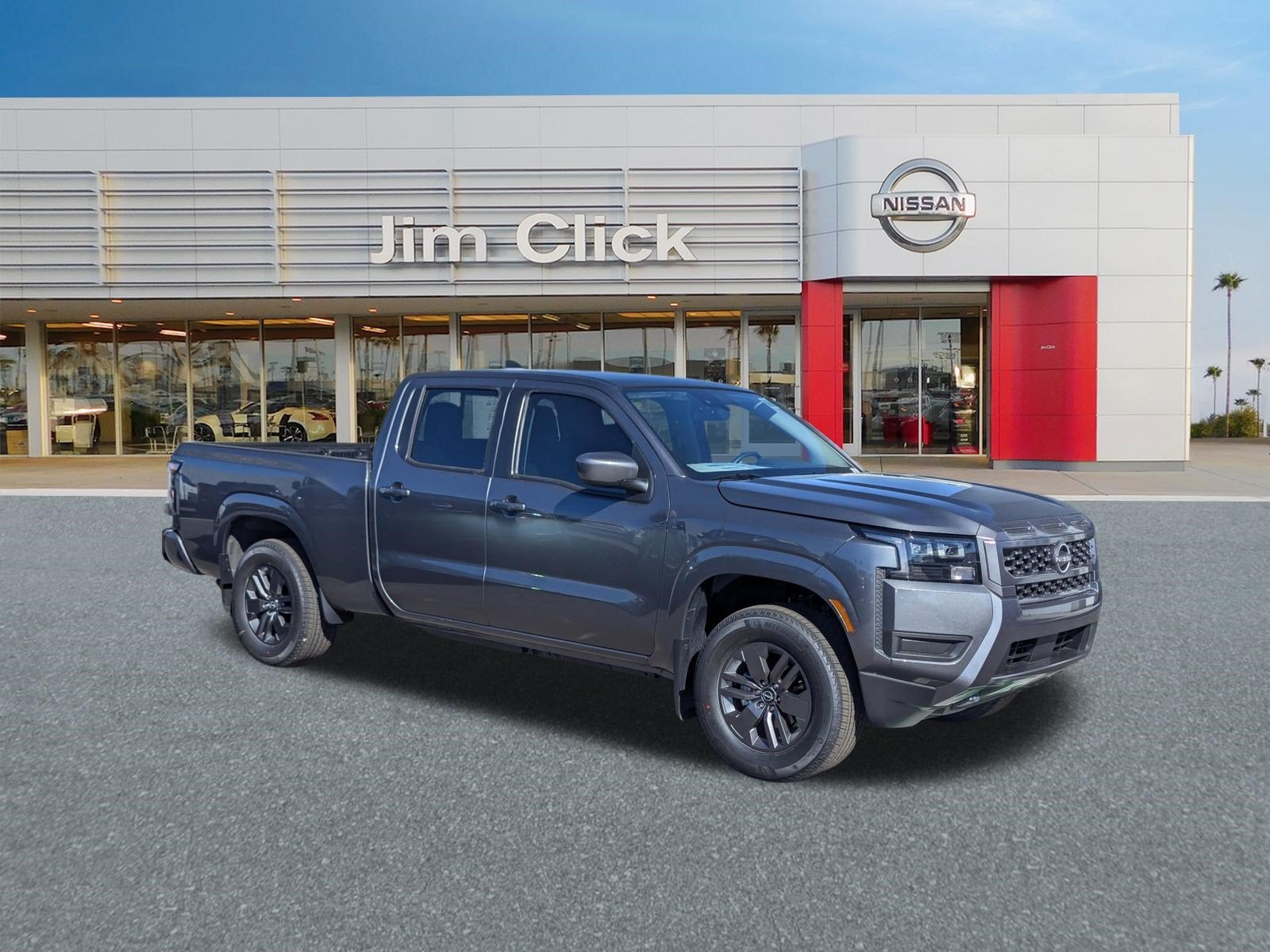 2026 Nissan Frontier SV in Gun Metallic — front three-quarter view