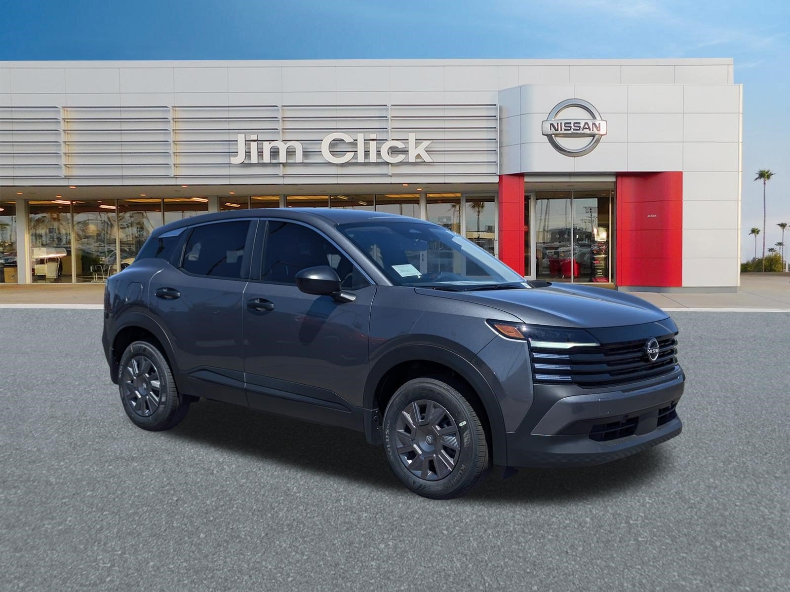 2026 Nissan Kicks S in Gun Metallic — front three-quarter view