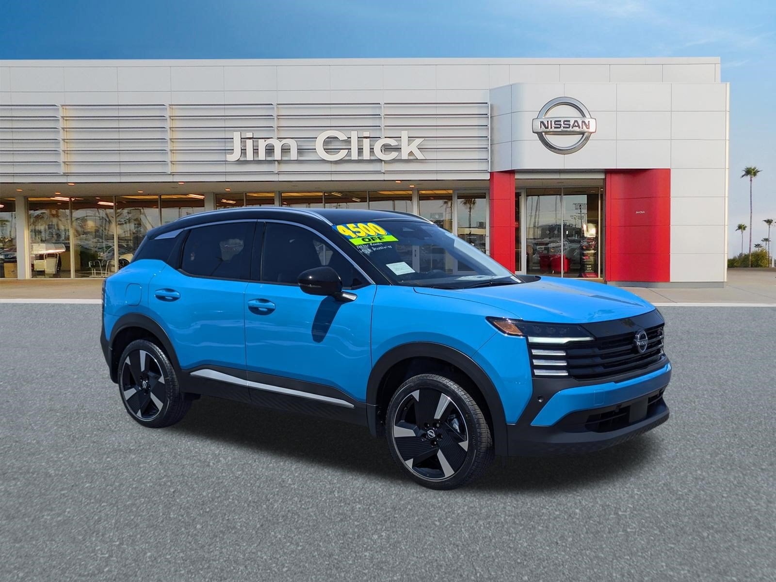 2026 Nissan Kicks SR in Arctic Ice Blue Metallic/Super Black — front three-quarter view