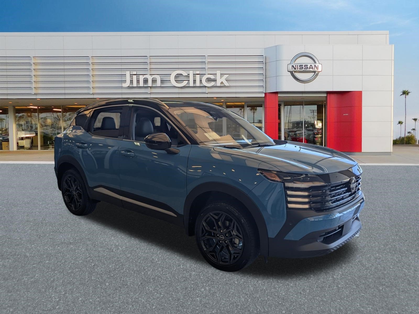 2026 Nissan Kicks SR in Arctic Ice Blue Metallic/Super Black — front three-quarter view