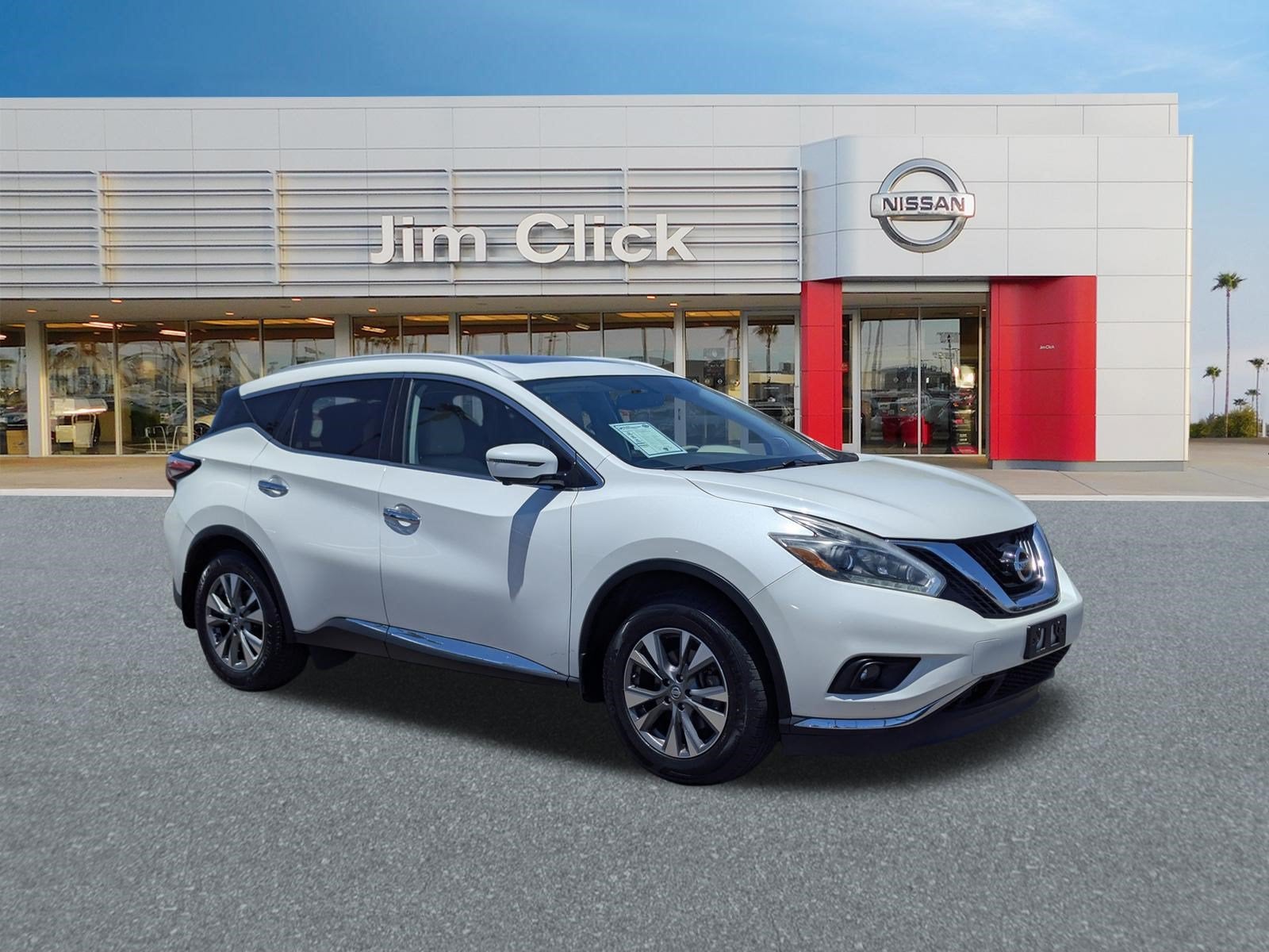 2018 Nissan Murano SL in Pearl White — front three-quarter view