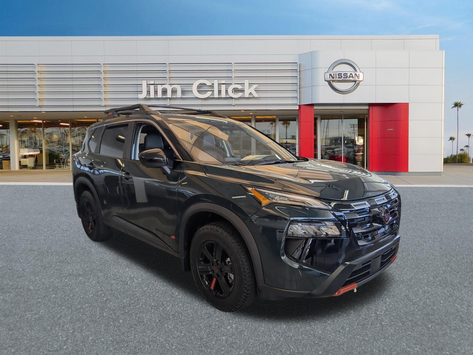 2026 Nissan Rogue Rock Creek in Obsidian Green — front three-quarter view