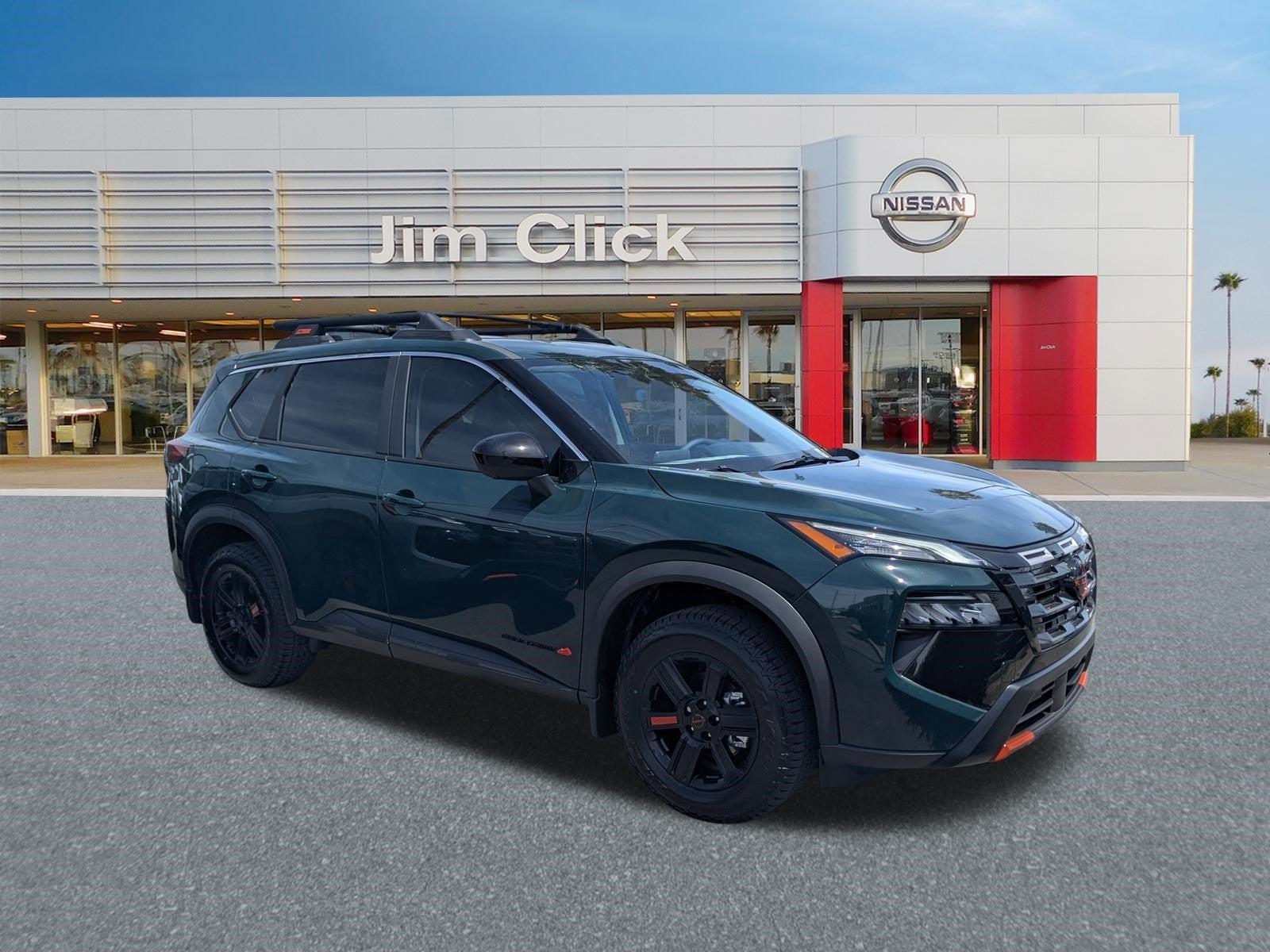 2026 Nissan Rogue Rock Creek in Obsidian Green — front three-quarter view