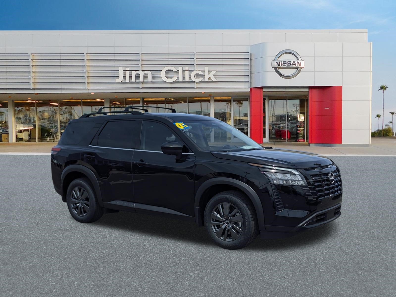 2026 Nissan Pathfinder SV in Super Black — front three-quarter view